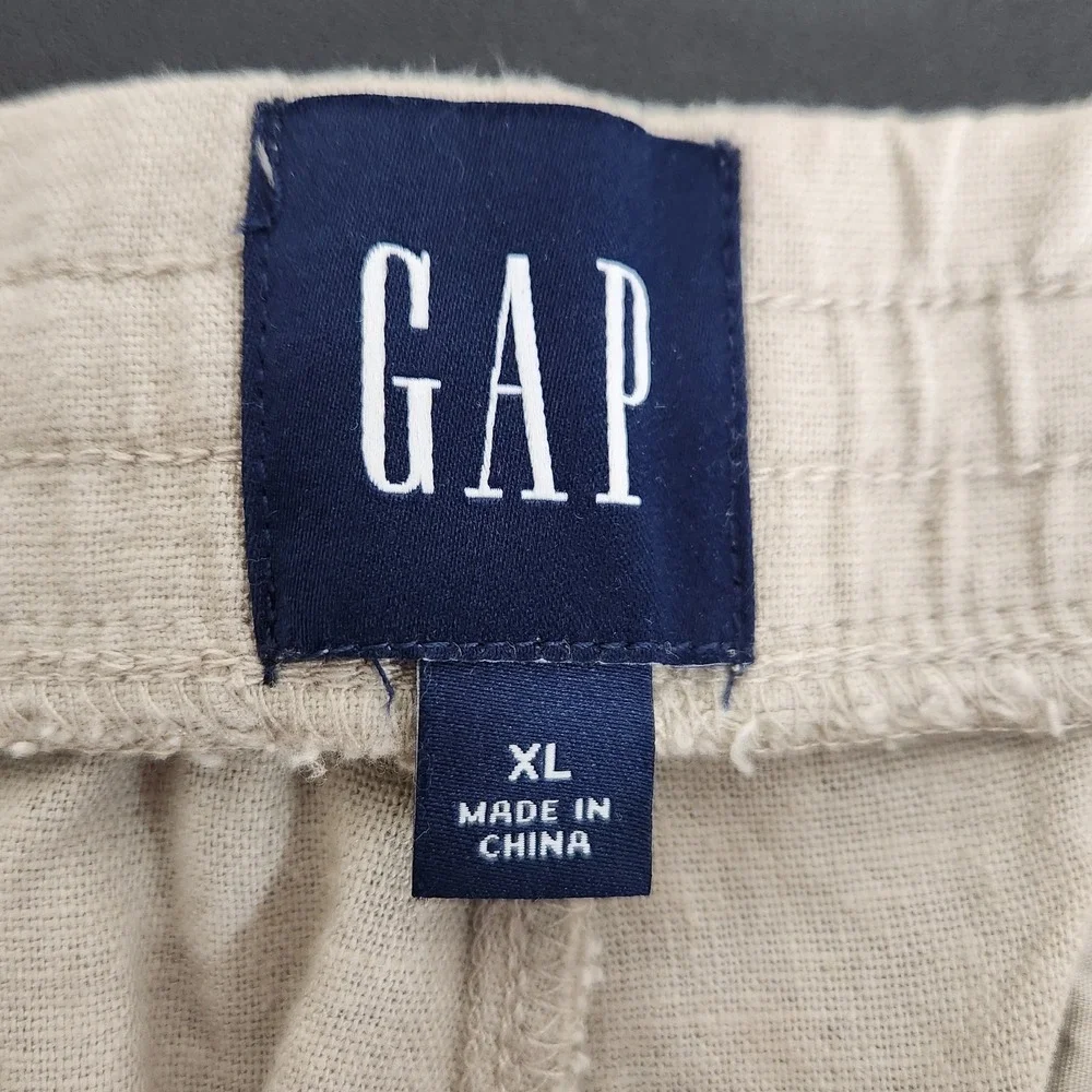 Gap Womens XL Flax‎ Linen Blend Mid Rise Pull-On Wide-Leg Pants NWT Beachy